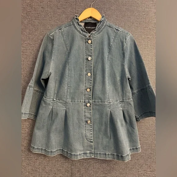 Denim Cinched Waste denim Shirt - Studio Park - Picture 1 of 4